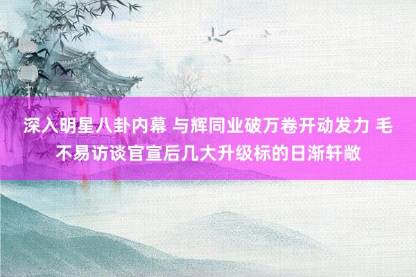 深入明星八卦内幕 与辉同业破万卷开动发力 毛不易访谈官宣后几大升级标的日渐轩敞