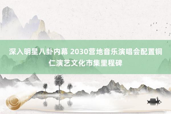 深入明星八卦内幕 2030营地音乐演唱会配置铜仁演艺文化市集